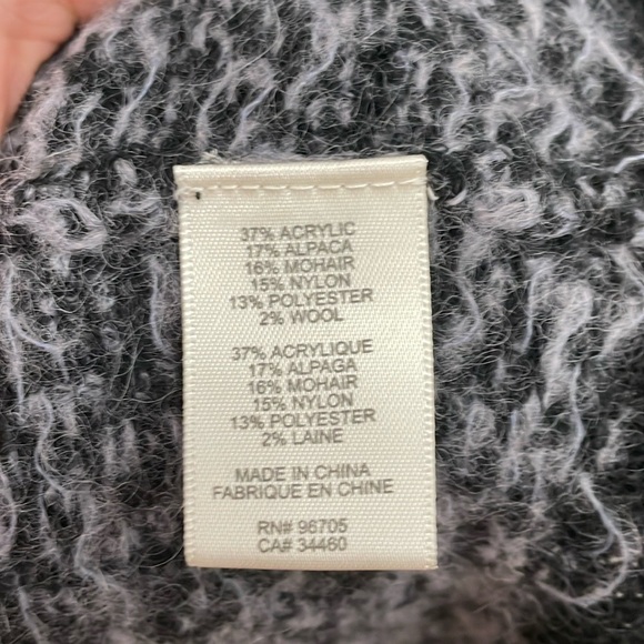 REBECCA TAYLOR oversized gray and black short sleeve sweater.  S - Picture 4 of 5